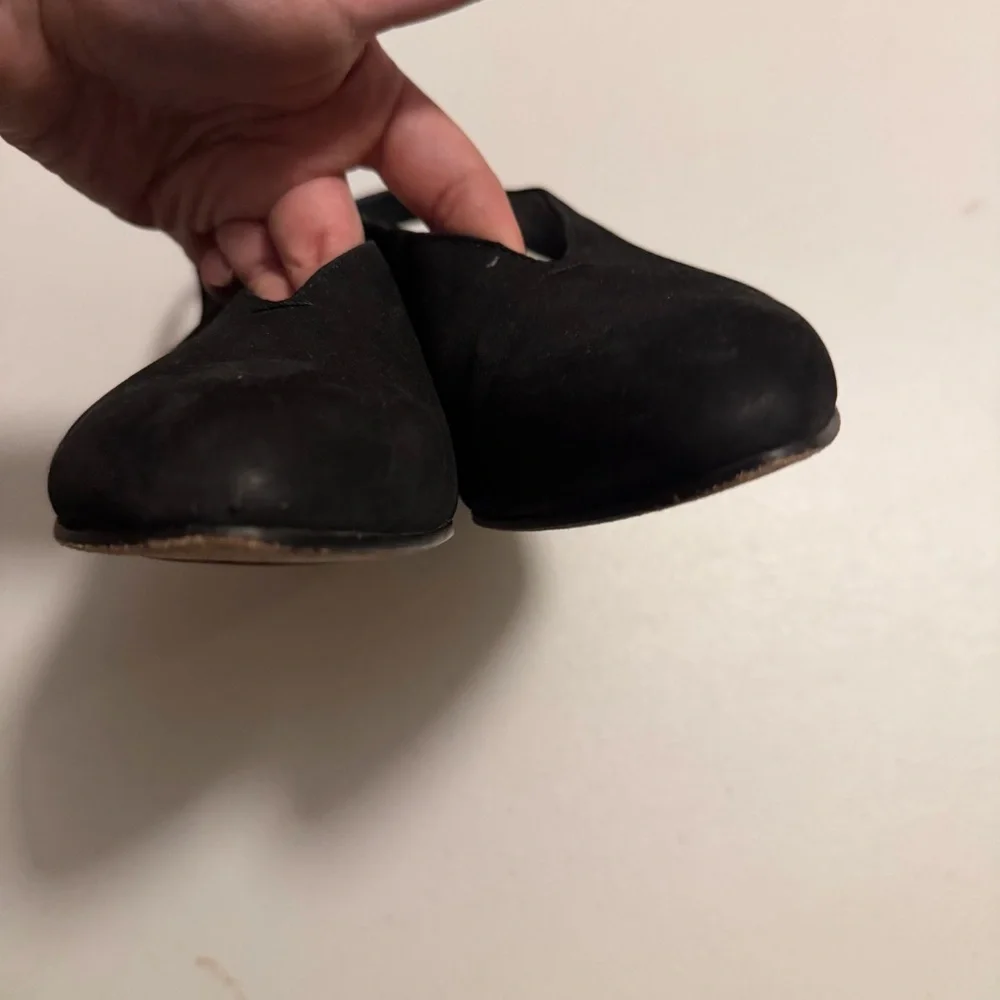 Eileen Fisher Gatwick Suede Slingback Wedge Sandals Shoes Pointed Toe Black 8